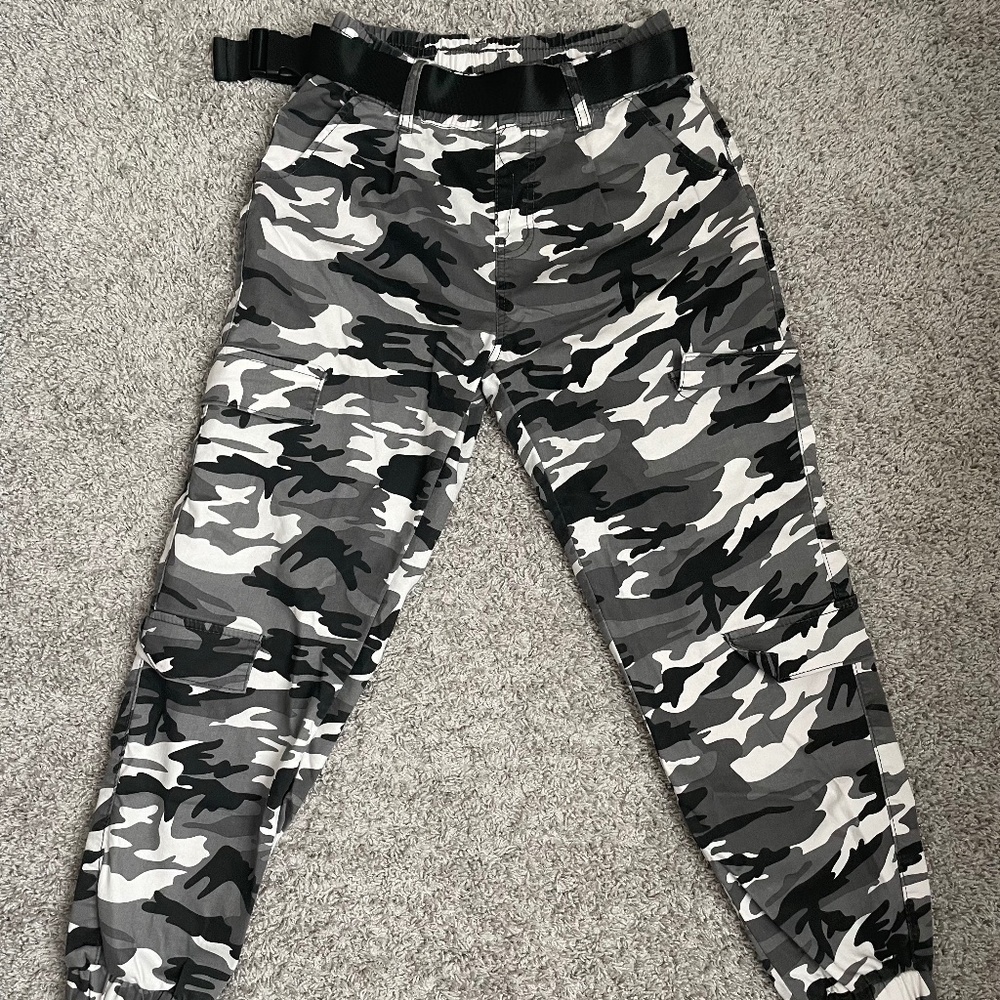 Black and White Camo Print Pants